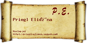 Priegl Eliána névjegykártya